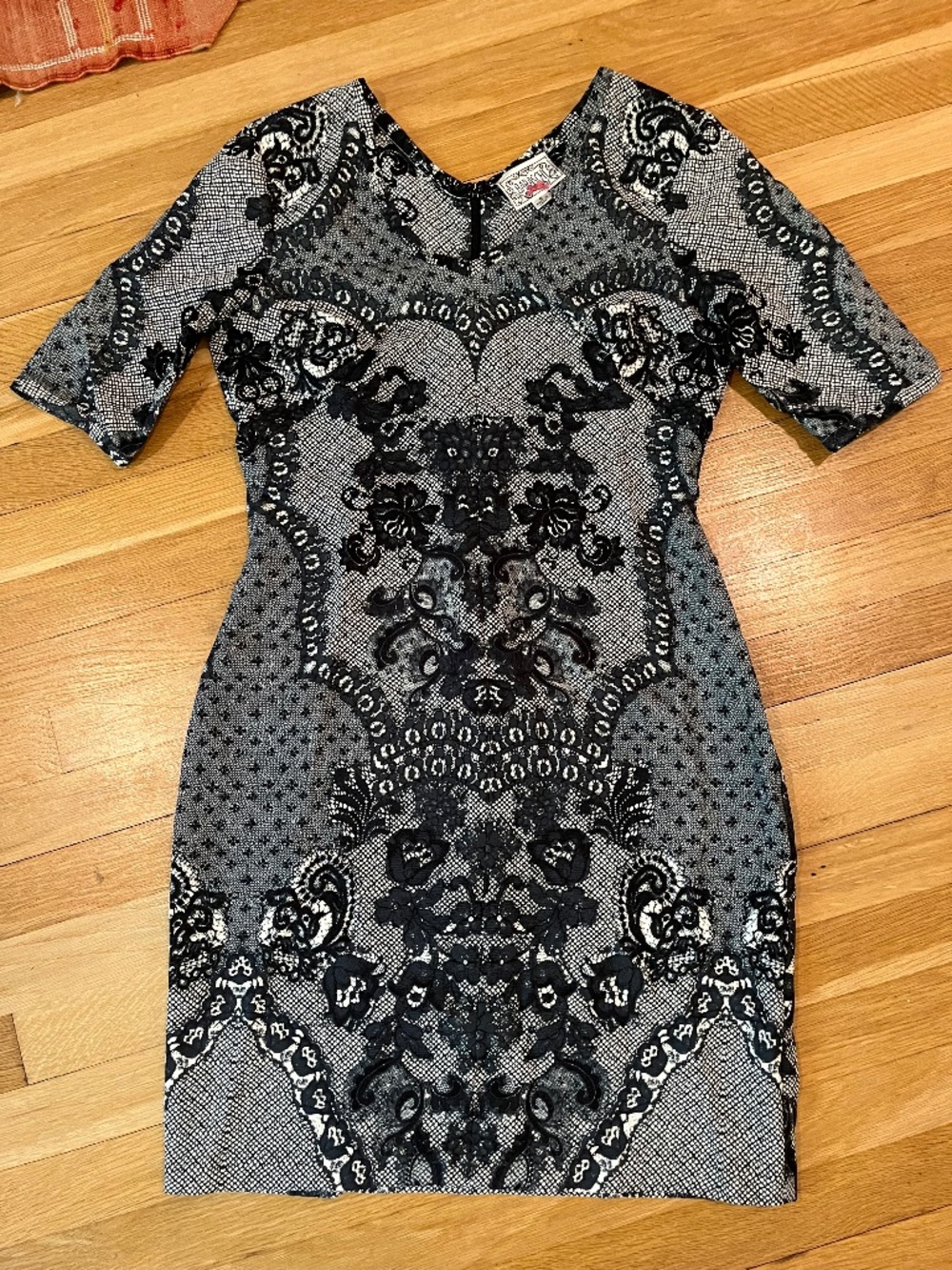 Yoana Barashi Sketched Lace V Neck Dress
